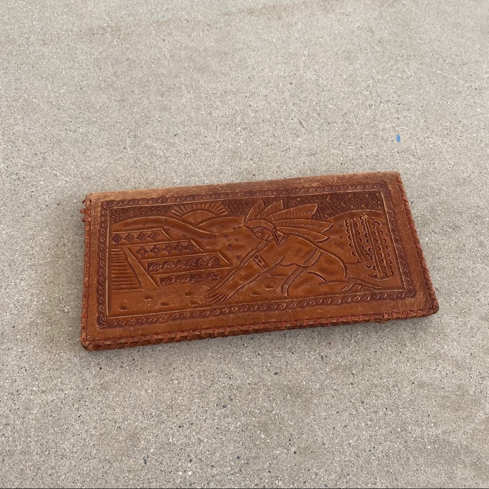 Vintage Southwestern Artisan Tooled Leather Wallet